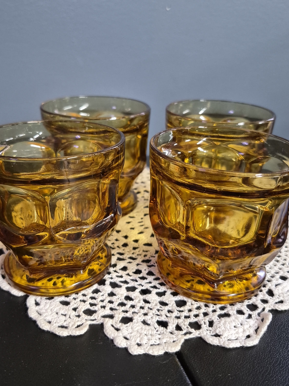Amber Glass Water Tumblers - Set of 4